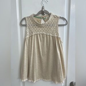 Cream and Lace Babydoll Tank Top
